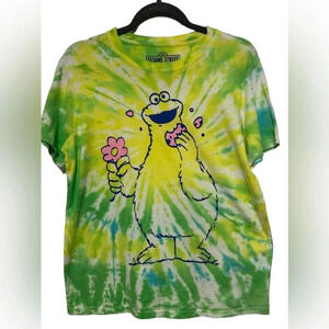 Sesame Street Cookie Monster Tie Dye Adult T-Shirt Size Small